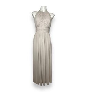 Dessy‎ Collection Dress Halter Maxi Gown Prom Shirred Chiffon Open Back 6 8